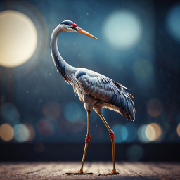 Tranquil Heron Amidst Rainy Mudflats: A Moody Wildlife Portrait