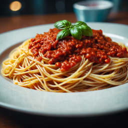 Classic Italian Spaghetti with Fresh Basil Garnish on a White Plate