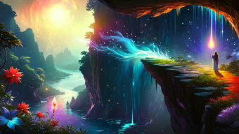 Enchanted Dawn: A Mystical Journey Through a Vibrant Fantasy Landscape