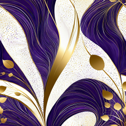 Elegant Flowing Lines and Organic Patterns in Purple and Gold Accents