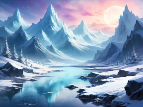 Tranquil Winter Dawn: A Serene Mountain Fantasy Landscape