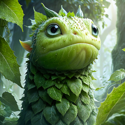 Fantasy Lizard Creature with Spines Resting in a Lush Jungle Setting