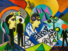 Vibrant Abstract Art: A Dynamic Composition of Color and Geometry