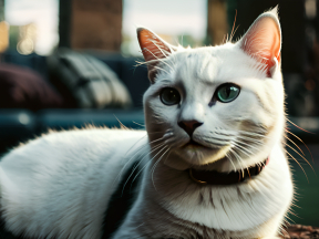 Close-Up of Alert Tabby Cat with Striped Fur and Shallow Depth of Field Background