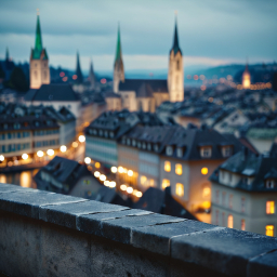 Serene Nightscape of a Historic European City with Gothic Architecture and Reflections