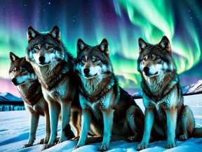 Wolves Under the Northern Lights: A Majestic Arctic Night