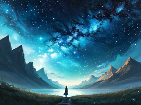 Journey to the Starlit Mountains: A Serene Quest at Dawn