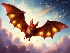 Whimsical Animated Bat Soaring Through a Starry Night Sky with Glowing Wing Tips