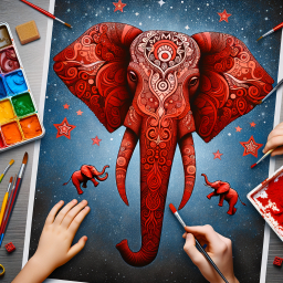 Cosmic Elephant: An Intricate Artistic Journey in Blue