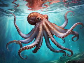 Realistic Underwater Octopus with Detailed Tentacles and Textures