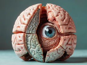 Artistic Visualization of the Human Brain: An Open View Revealing Internal Structure and the Eye
