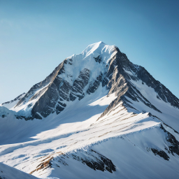Sunlit Snow-Capped Mountain Peak in a Majestic Alpine Setting