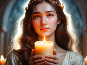 Serenity in Candlelight: A Contemplative Moment in a Sacred Space