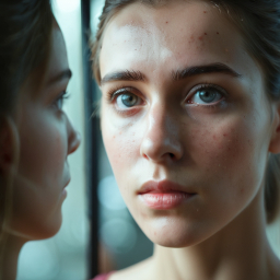 Contemplative Portrait of a Woman in Soft Interior Lighting
