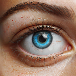 Close-Up of a Light Blue Eye with Freckles and Turquoise Iris