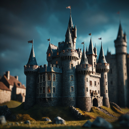 Majestic Medieval Castle on a Hill: A Stunning Digital Fantasy Rendering
