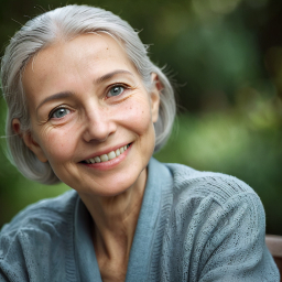 Portrait of a Person with Short Hair Smiling Outdoors Amid Natural Greenery