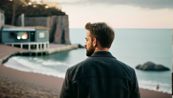 Two Dogs Resting on a Scenic Mountain Sidewalk