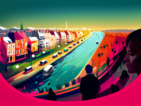 Vibrant Urban Contemplation: A Dusk Scene Overlooking a European Cityscape