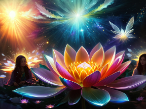 Cosmic Awakening: The Enlightened Lotus and the Mythical Phoenix