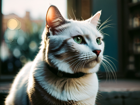 Alert and Curious: A Strikingly Patterned Cat Poses Indoors