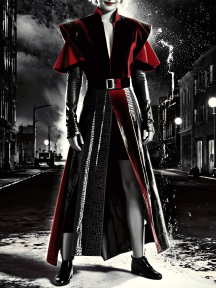 Striking Red: A Dramatic Fantasy Portrait Amidst the Storm