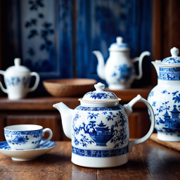 Traditional Blue and White Porcelain Tea Set Featuring Classic Chinese Designs