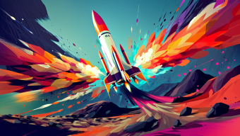 Cosmic Launch: A Vibrant Digital Rocket Odyssey