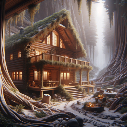 Winter Haven: A Cozy Log Cabin in an Enchanted Forest
