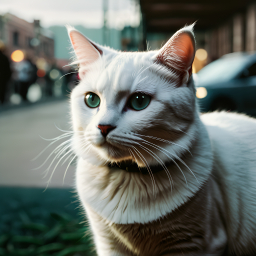 Striking Green-Eyed Cat Gazes Outdoors: A Glimpse of a Majestic Maine Coon Indoors