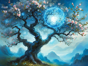 Celestial Blossom: The Enchanted Moonlit Tree of Fantasy