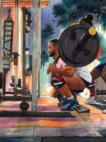 Focused Weightlifting Session: Squat Technique and Training in the Gym