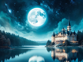 Moonlit Serenity: A Mystical Night by the Castle Waters