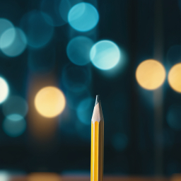 Sharp Focus: Yellow Pencil Against a Bokeh Light Background
