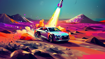 Futuristic Adventure: High-Speed Journey Amidst Rocket Launch and Alien Landscapes
