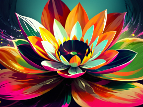 Vibrant Lotus Blossom: A Colorful and Textured Artistic Depiction