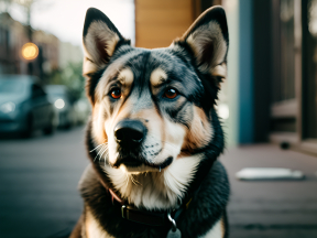 Focused German Shepherd in Urban Evening Setting