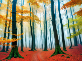 Autumn Serenity: A Vibrant Forest in Transition