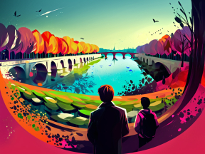 Autumn Stroll by the Riverside at Sunset: A Dreamlike Parisian Scene