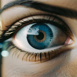 Close-Up Image of a Blue Iris Highlighting Eye Texture and Veins