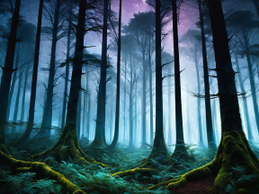 Enchanted Twilight: A Mystical Forest of Glowing Shadows and Magical Flora
