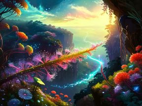 Dreamscape of a Vibrant Underwater Fantasy at Sunrise