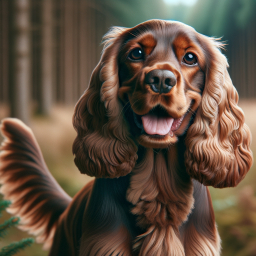 Joyful Cavalier King Charles Spaniel Enjoying a Serene Outdoor Setting