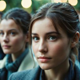 Contemplative Woman in Warm Twilight: A Modern Moment Captured Outdoors