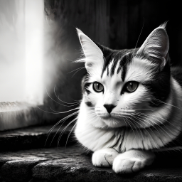 Curious Tabby Cat Gazing Outdoors on a Sunlit Stone Ledge