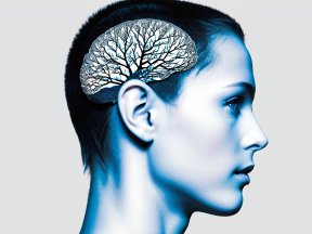 Mind in Bloom: A Fusion of Human Form and Nature's Blue Foliage