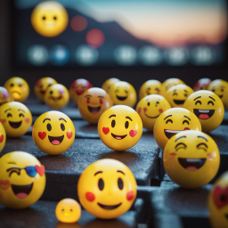 Colorful Smiling Emoticons with Accessories Displayed on Dark Background