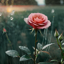 Morning Dew on a Wilting Pink Rose: A Serene Garden Moment at Dawn