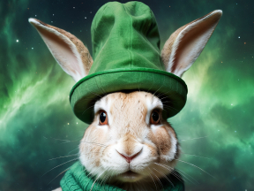 Starry-Eyed Rabbit: A Cosmic Journey in Green Attire