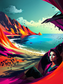 Dreamscape Island: A Surreal Journey of Color and Contemplation